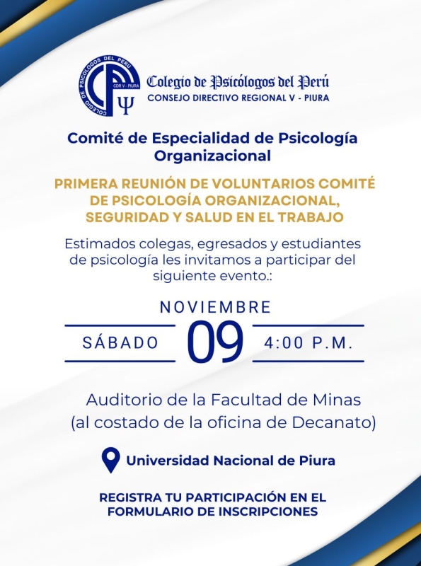 PRIMERA REUNIÓN DE VOLUNTARIOS DE PSICOLOGÍA ORGANBIZACIONAL