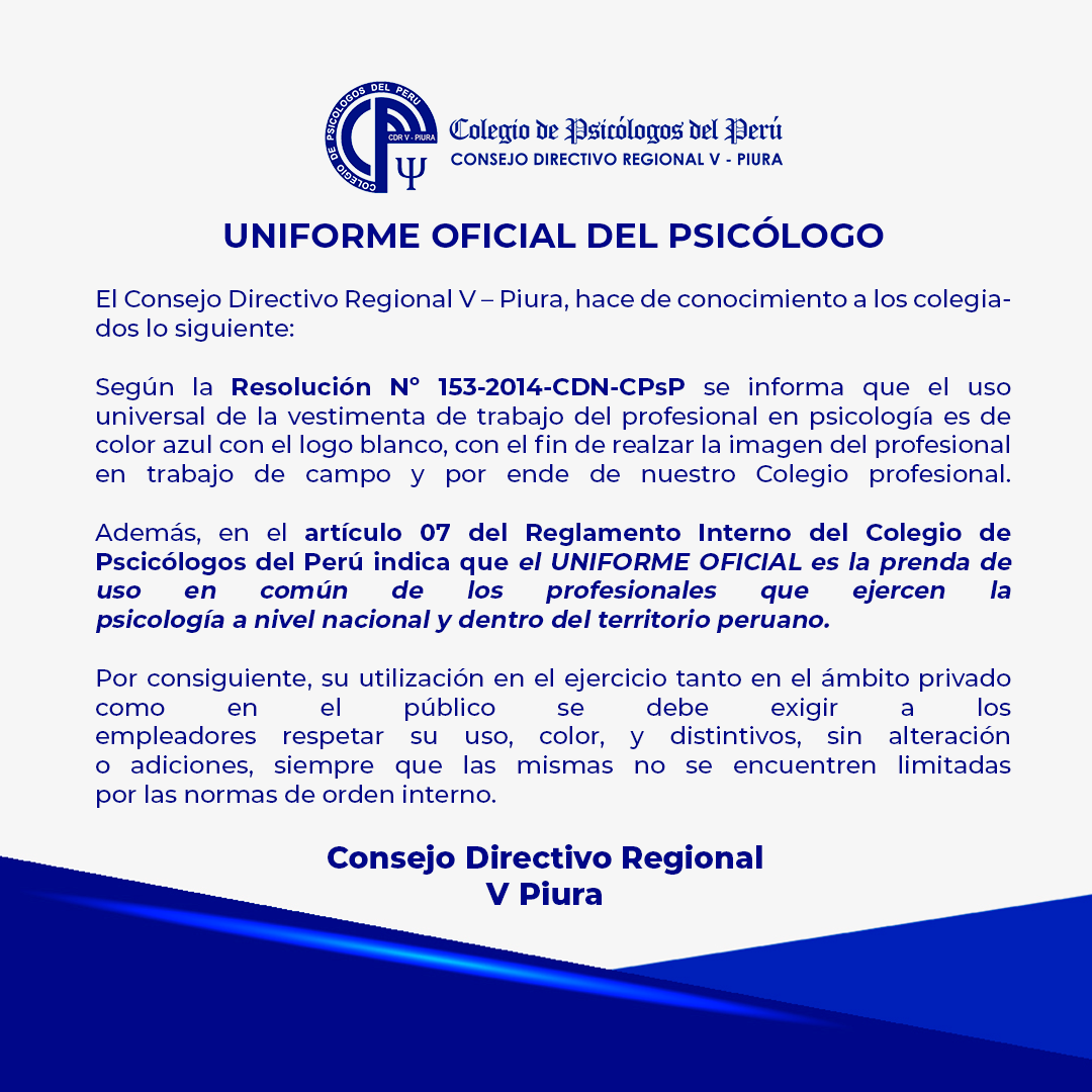 Uniforme Oficial del Psicólogo